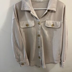 Beige Button-Up Shacket